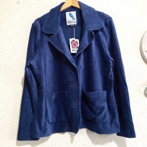 New‎ Lesley Evers women's 2XL Navy Corduroy Blair blazer Jacket career office